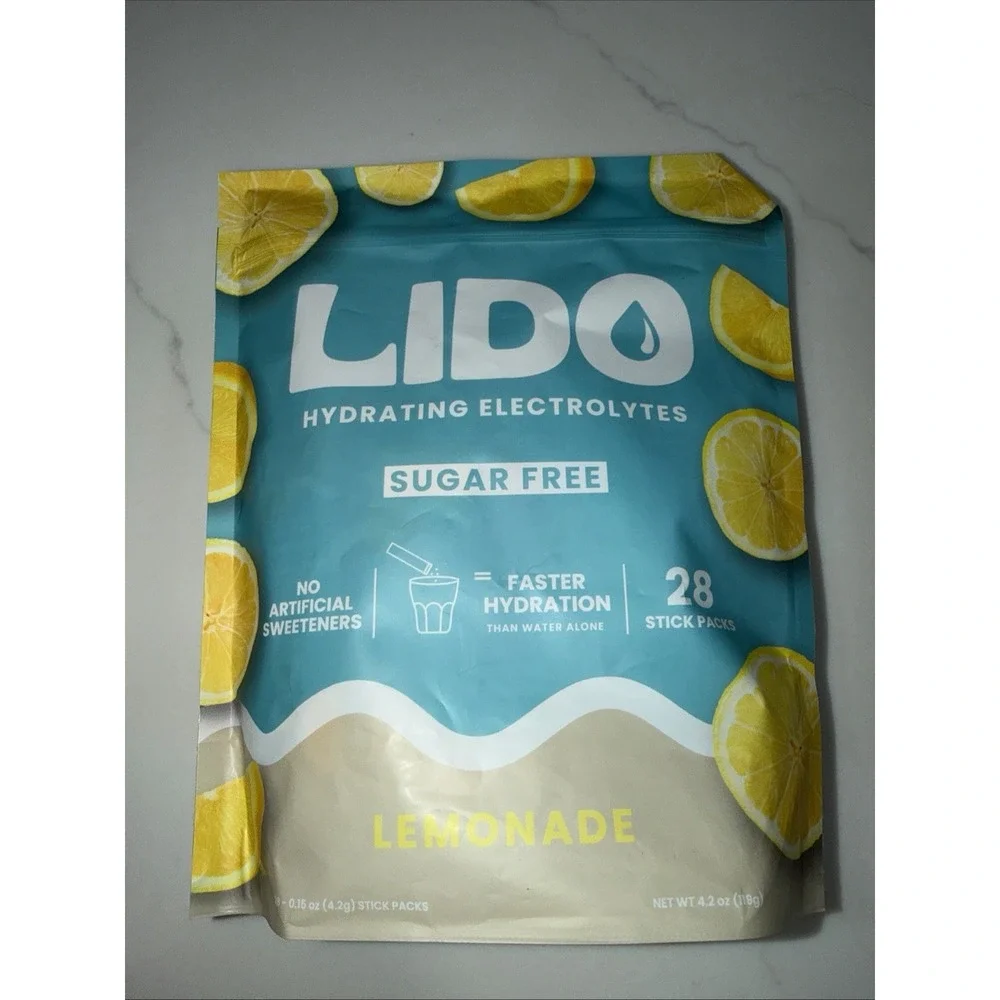 LIDO Lemonade Electrolyte Powder Packets Clean, Zero-Sugar 28 Servings Exp 1/27
